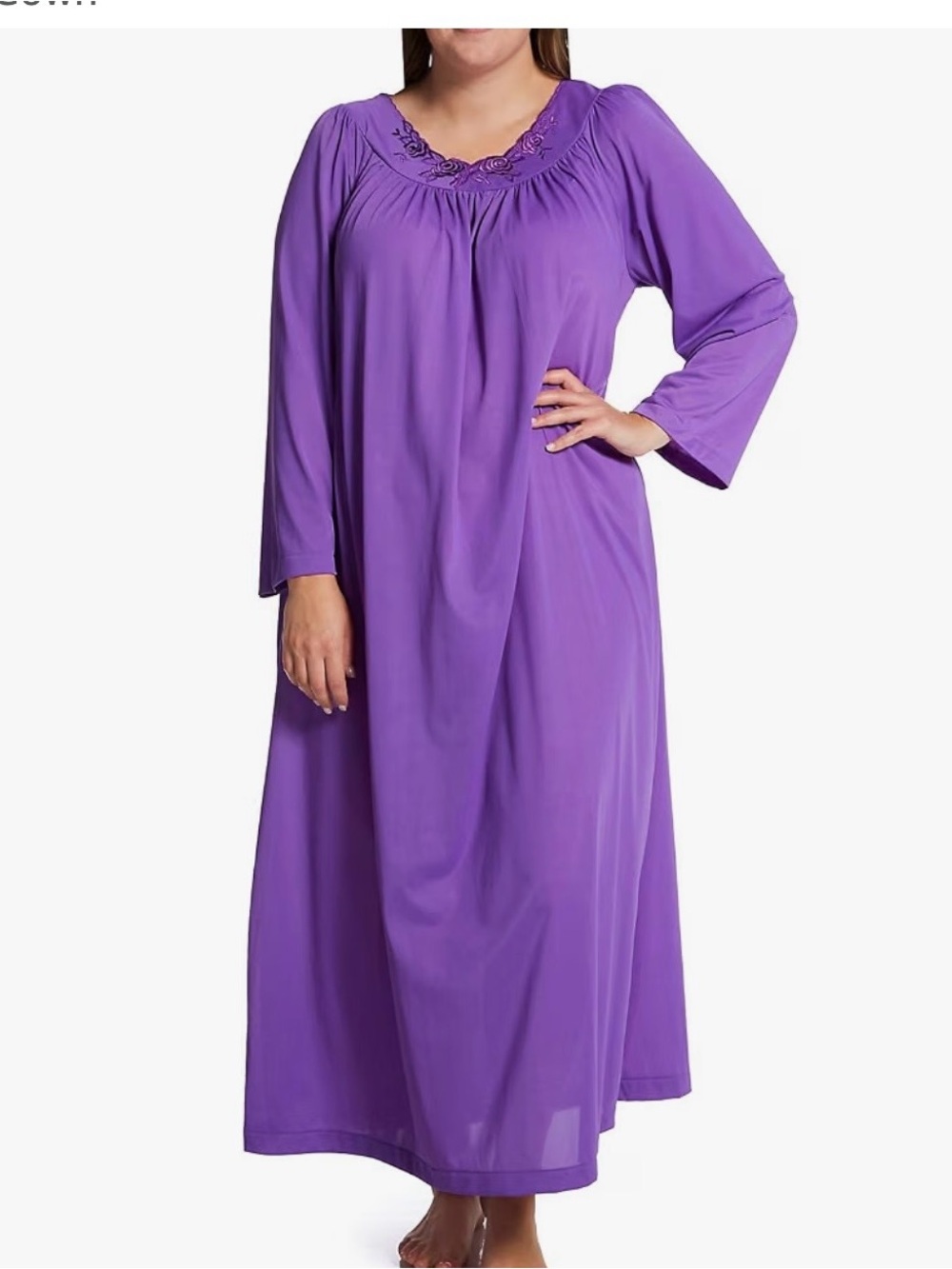 Shadowline Nightgown Women's Nylon Long Sleeved Sleepwear Long Gown Kaftan M New